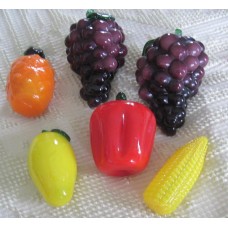 Set of Six Murano Style Glass Fruits and Vegetables   382537127597